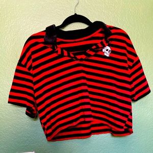 Striped skull crop top